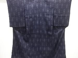 大正ロマン　花菱模様織出し手織り真綿小千谷紬単衣着物